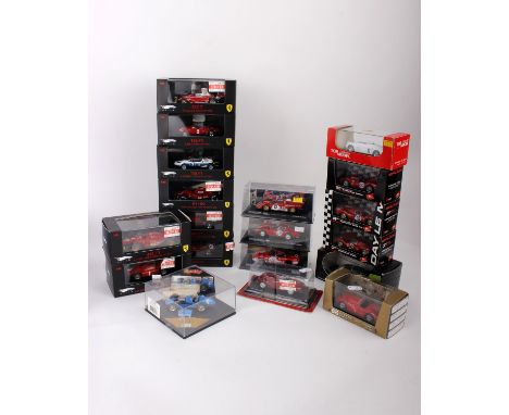 Nineteen 1:43 scale Ferrari model cars from various manufacturers. To include Elite (1/5000pcs): 412 T1- 1994, D50- 1956, 213