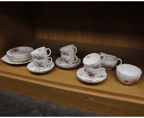 A Royal Crown Derby Posies Part Tea and Coffee ServiceIncluding six cups and saucers, six plates, one serving plate, one suga