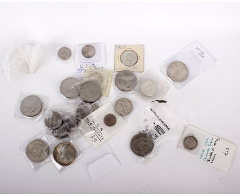 A quantity of American circulating coins dating from 1883-1977, containing Dollars (Morgan &amp; Peace), Halves, pre-1964 sil