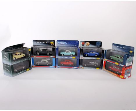 Ten Vanguard model cars in 1:43 scale. To include Vauxhall Victor F Series, Rover SD1 Vanden Plas EFi , MG-ZT, Ford Capri 109