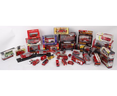  A large collection of model Fire Engines in varying scale and brands. To include 1:43 scale Signature Series, MatchBox Rolls