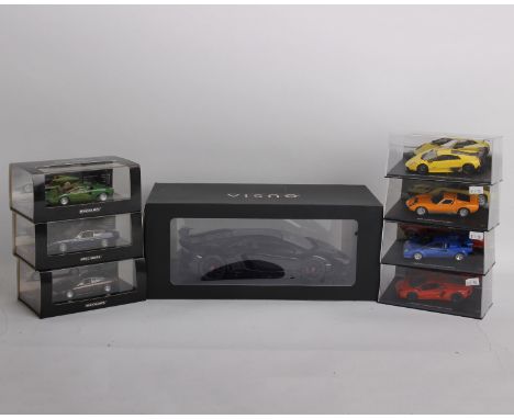 A collection of Lamborghini in varying scales. To include a 1:18 scale Ousia by Kyosho Lamborghini Aventador LP 750-4 Superve