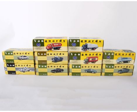 Ten Vanguard model cars from 1:43 to 1:64 scale. To include, 1:43 scale: Ford Escort MK3 RS 1600i (1114/1300pcs), Land Rover 