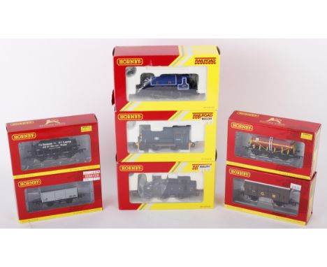 Seven Hornby Railroad 00 Gauge Locomotives to include a R2882 S&amp;DJR 0-6-OT Class 3F, a R3065 BR Class 06 Diesel 06008 and
