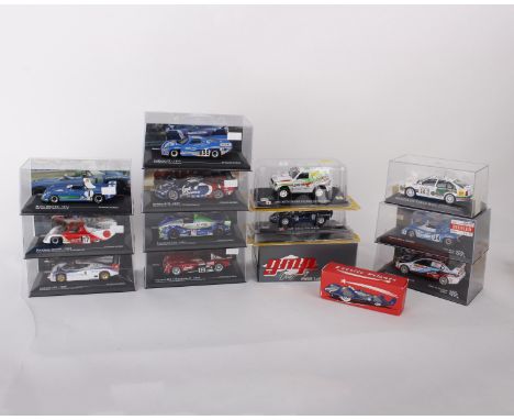  Fourteen 1:43 scale racing model cars from various manufacturers. To include 24 heures du Mans: Saleen S7R- 2007, Matra MS67