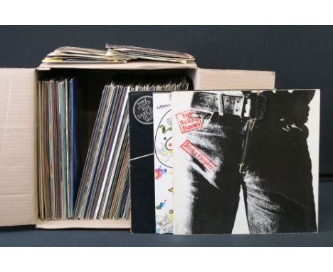 Vinyl - Over 65 Rock &amp; Pop LPs and 10 7" singles to include The Rolling Stones x 2 (inc Sticky Fingers zipper cover with 