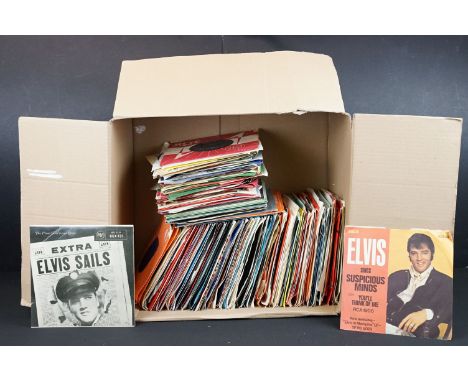 Vinyl - Over 150 7" singles to include approx 50 Elvis Presley (featuring foreign pressings, pic discs and coloured vinyl), B