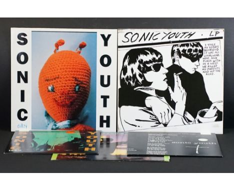 Vinyl - 3 original pressing albums and two 10” by Sonic Youth to include: Dirty (UK / EU 1992, double album, DGC Records, GEF