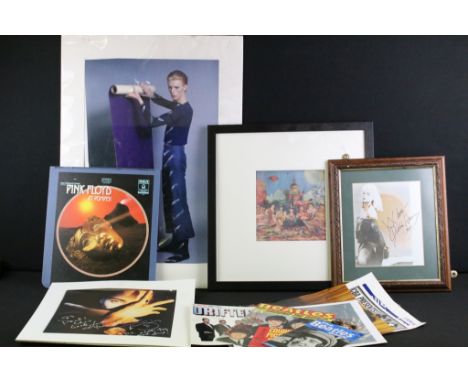 Music Memorabilia  - Collection of ephemera to include signed Debbie Harry picture (framed), framed Rolling Stones "Her Majes