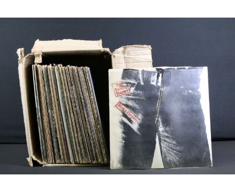 Vinyl - Over 50 mainly rock LPs to include The Rolling Stones x 2 (inc Sticky Fingers large zipper version with insert), Davi