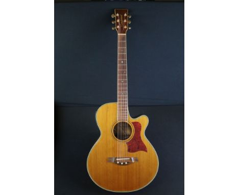 Guitar - Tanglewood TW45DLX electro acoustic guitar, a couple of marks to body, with soft case