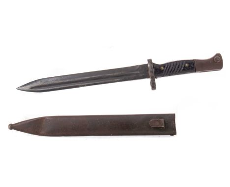 ISRAELI MAUSER KAR 98K BAYONET POST-WAR the fullered steel blade stamped marks to the ricasso, with two piece grip, in origin