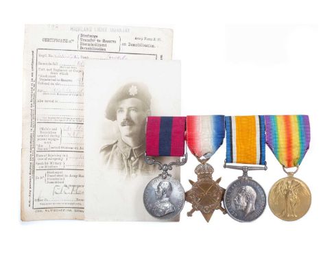 DISTINGUISHED CONDUCT MEDAL GROUP AWARDED TO PTE. JAMES MCRAE WWI comprising The 1914-15 Star, The War Medal, The Victory Med