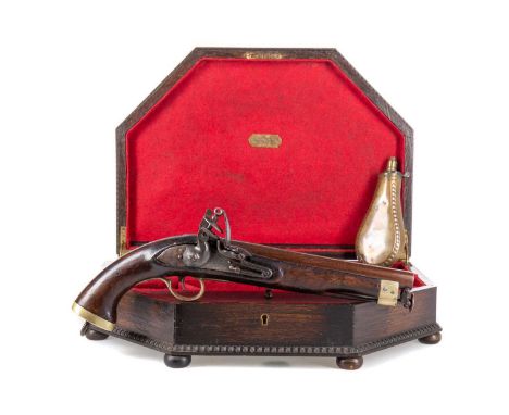 EAST INDIA COMPANY FLINTLOCK PISTOL LATE 18TH/EARLY 19TH CENTURY fully stamped with inspectors marks and company lion rampant