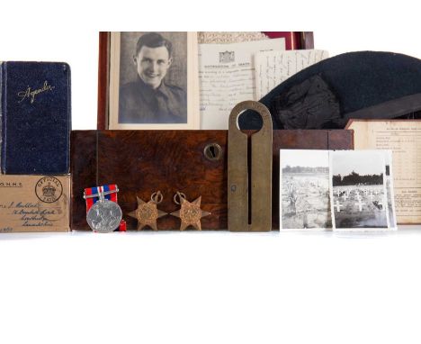 POIGNANT DIARY & MEDAL GROUP AWARDED TO PRIVATE JOHN JOHNSTONE ALEXANDER BULLOCK, CAMERONIANS WWII  army no. 14758599, the me