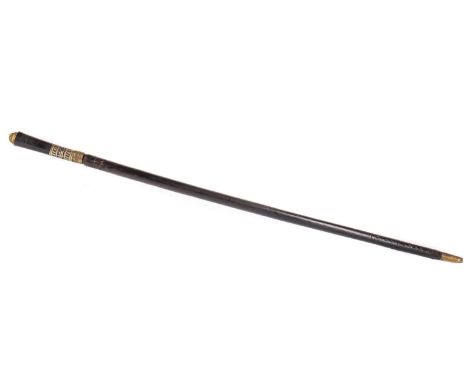 INDIAN EBONISED SWORDSTICK LATE 19TH CENTURY  the tapered blade inscribed india, with brass cap and ferrule, carved bone grip
