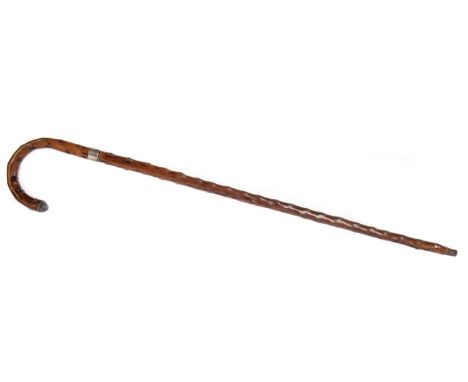 HARDWOOD SWORDSTICK LATE 19TH/EARLY 20TH CENTURY  with tapered blade (later addition), white metal cap and ferrule88cm long