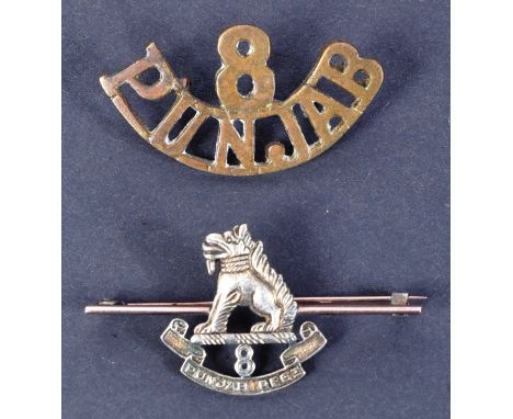 WWII Second World War - an original 8th Punjab Regiment sweetheart's brooch featuring the 8 Punjab regimental emblem. Stamped