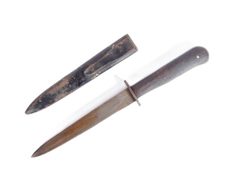 A WWII Second World War Third Reich Nazi German Officers boot knife / dagger. Wooden grip with tang secured by pins / rivets 