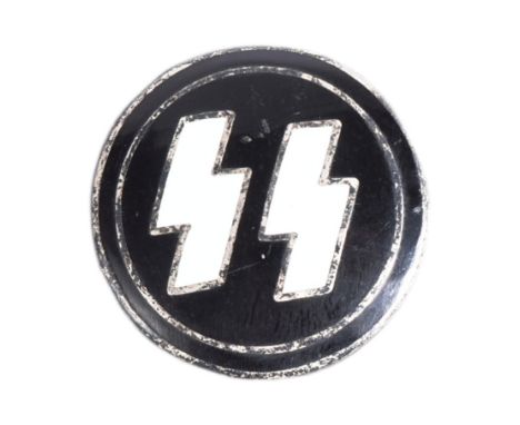 A WWII Second World War Third Reich Nazi German SS Officers pin badge. Black enamel with white SS runes. Unmarked to verso.