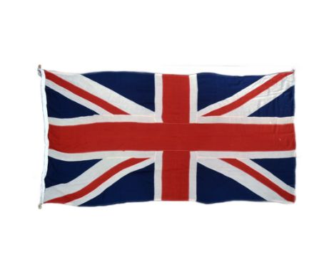 A LARGE vintage British Union Flag / Jack. Lightweight linen, typical form. Unmarked to the seam. With toggle and loop to the