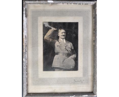 An original 1930s pre WWII Second World War Adolf Hitler black and white portrait cabinet photograph. The image depicting the