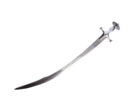 A late 18th Century Indian Mughal Empire childs Tulwar ( Talwaar / Talwar ) sword. Disk pommel with ball finial,&nbsp;circula