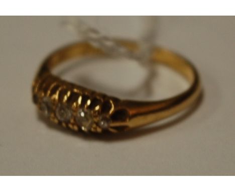 A ladies 18ct gold and five rose-cut diamond set dress ring Condition Report / Extra Information Weight 2.9g.
