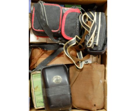 Box of assorted cameras to include Coronet box camera, Agfa camera, and various others