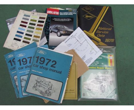 National Service data manual 1972, a 1985 Cadillac owners manual, vacuum diagrams for a 76 and 78 Mark II and V Continetals, 