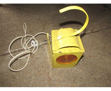 Three hazard lamps including MAC and D.J.S. one has been converted into a table lamp.  DTI FAILURE: please see information pa
