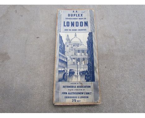 A Duplex map of London 1936 revised by the Automobile Association, 85cm x 75cm