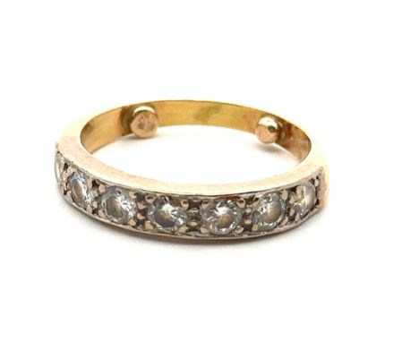 Seven stone diamond half-eternity ring, estimated diamond weight approx 0.7ct. Size O with sizing beads. Weight 4.58g. Unmark