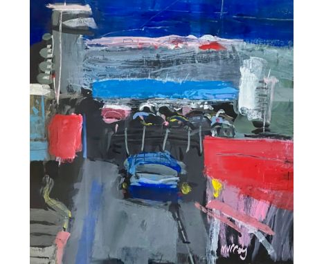Paul Murray (Scottish, Contemporary), ‘Car Ferry’ gouache. Signed lower right, framed and glazed. Wilson Davis Fine Art label