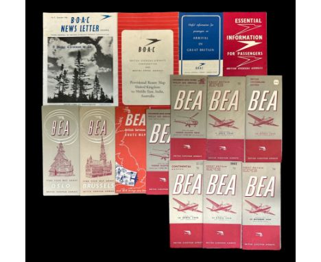Airways, range of vintage Timetables, Leaflets, Magazines to include; B.O.A.C British Overseas Airways Corporation Provisiona