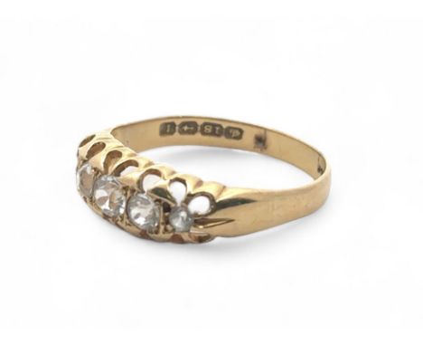 A five stone ring set with five old cut white stones. Size P. Hallmarks for Birmingham 1916. Weight 2.41g. Estimated stone we