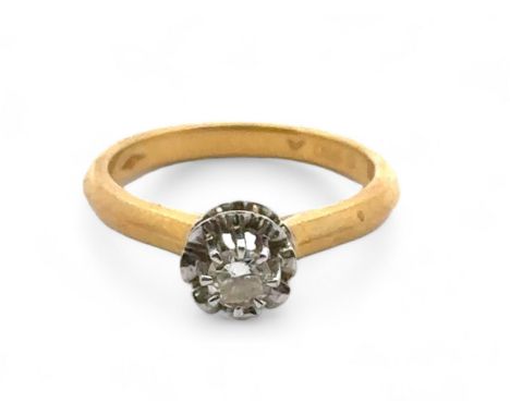18ct gold single stone diamond ring with double mount. Size N. Estimated diamond weight 0.2ct. 4.23g.