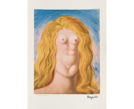 RENE MAGRITTE(after)  (1898-1967)Le viol (after) Lithographie en couleurs. Signée par sa femme Georgette MagritteKleurenlitho