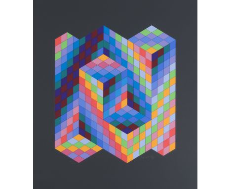 VICTOR  VASARELY (1906-1997)Sin Koeb n°272,1988 Sérigraphie en couleurs. Signée et numérotée 150/250Zeefdruk in kleur. Geteke