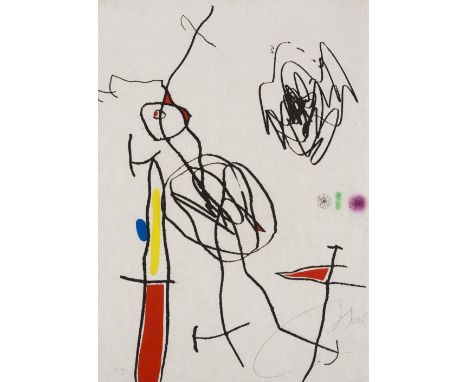JOAN  MIRÓ (1893-1983)Passage de l'Egyptienne,1985 Eau-forte et aquatinte sur papier japon. Signée et numérotée EAEts en aqua