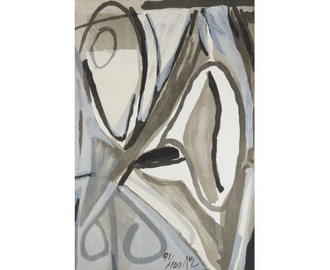 BRAM VAN VELDE (1895-1981)Jour gris Lithographie en couleurs. Signée et numérotée 91/100Kleurenlithografie. Getekend en genum
