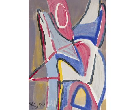 BRAM VAN VELDE (1895-1981)Combat,1974 Lithographie en couleurs. Signée et numérotée 98/100Kleurenlithografie. Getekend en gen