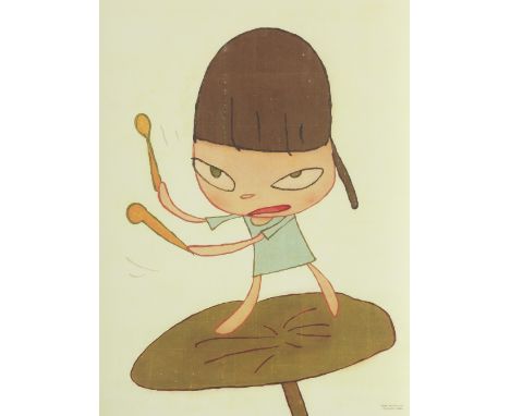 YOSHITOMO NARA (born 1959)Matching on a butterbur leaf,2020 Lithographie offset. Tampon copyright Dallas ContemporaryTirage à