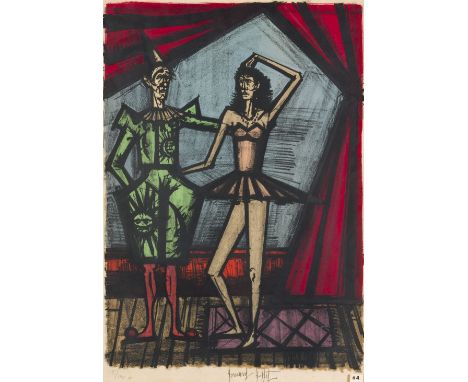 BERNARD BUFFET (1928-1999)Le clown et la danseuse (mon cirque),1968 Lithographie en couleurs. Signée et numérotée 15/120Kleur