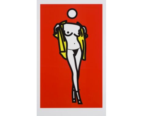 JULIAN OPIE (born 1958)Woman taking off Man's Shirt,2003 Sérigraphie en couleurs. Titré.  Ed. K21, DüsseldorfZeefdruk in kleu