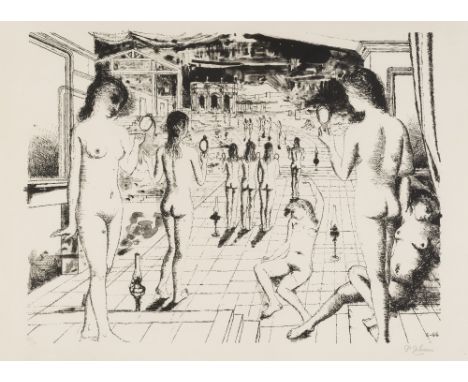 PAUL DELVAUX (1897-1994)Les mirroirs,1966 Eau-forte. Datée dans la planche. Signée et numérotée 45/50Ets. Gedateerd in de pla