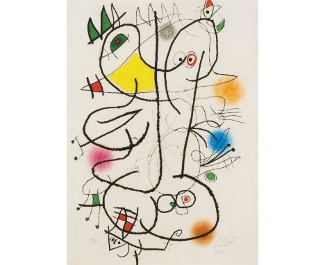 JOAN  MIRÓ (1893-1983)Le miroir de l'Homme par les bêtes,1972 Eau-forte et aquatinte. Signée et numérotée 42/200. Ed.Maeght, 