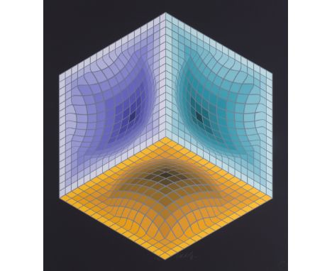VICTOR  VASARELY (1906-1997)Tridos n°195,1986 Sérigraphie en couleurs. Signée et numérotée 154/250. Timbre sec. Ed.Lahumière,