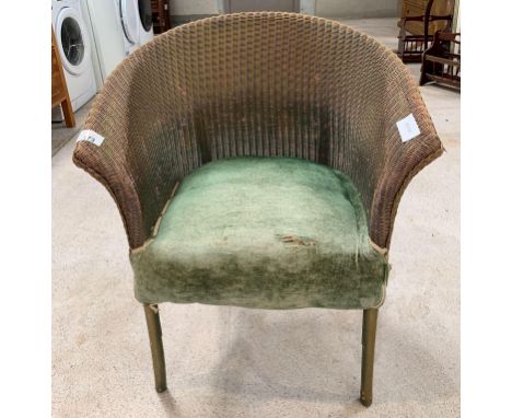 Lloyd loom style chair, 44cm x 69cm x 28cm high, hardwood coffee table &amp; 2 CD racks modelled as book shelves with dummy f