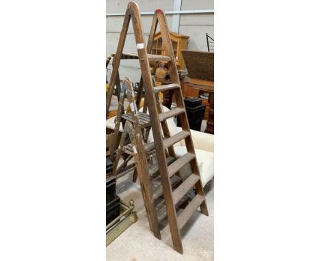 3 wooden step ladders.  Viewing/collection at West Woodlands BA11 5ES. Payment at Standerwick BA11 2QB. No booking required. 